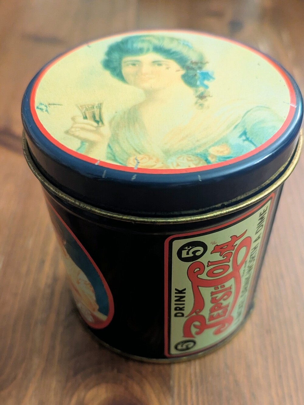 Vintage Pepsi-Cola Tin "A Nickel Drink-Worth a Dime" The Tin Box Co Of America